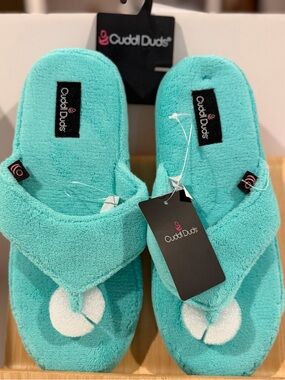 Cuddl Duds Turquoise Plush Slippers